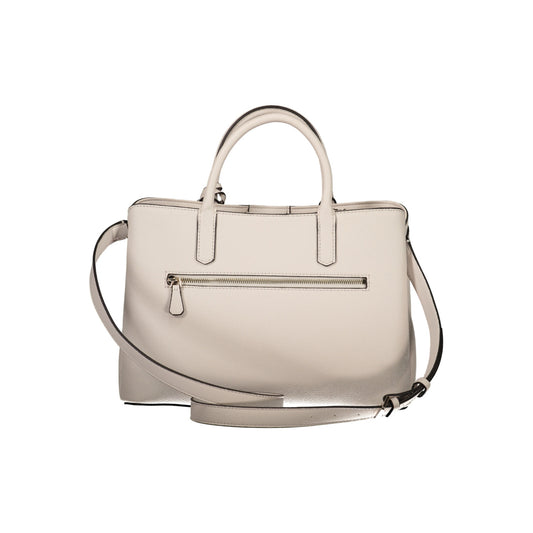 Guess beige handbag accessorized with a hanging key