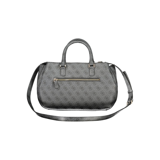 Guess black and grey handbag accessorized with locks on a tag