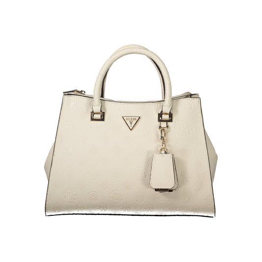 Guess beige vanilla handbag with a triangulated emblem