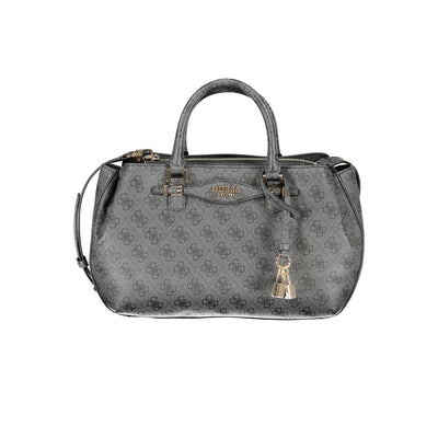 Guess black and grey handbag accessorized with locks on a tag