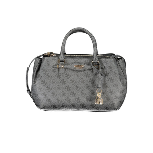 Guess black and grey handbag accessorized with locks on a tag