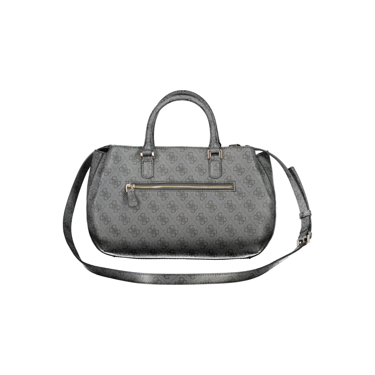Guess black and grey handbag accessorized with locks on a tag