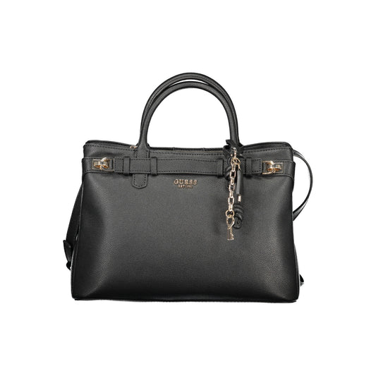 Guess black handbag accessorized with a hanging key