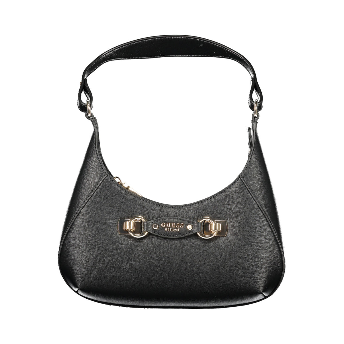 Guess black handbag with a large logo in the middle