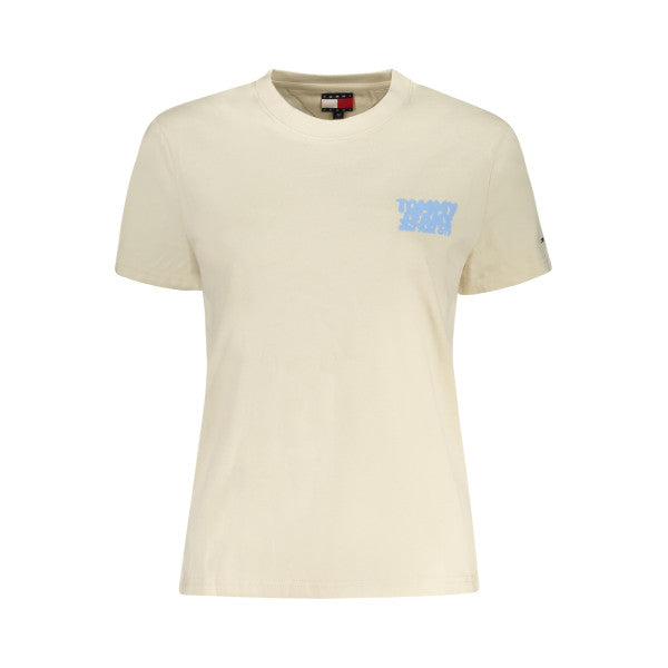 Tommy Hilfiger Beige t-shirt with a blue sleek logo Women