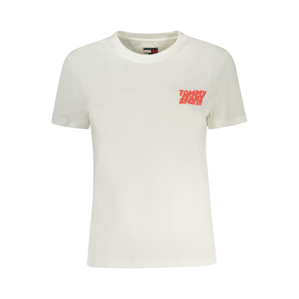 Tommy Hilfiger White t-shirt with a sleek orange logo Women